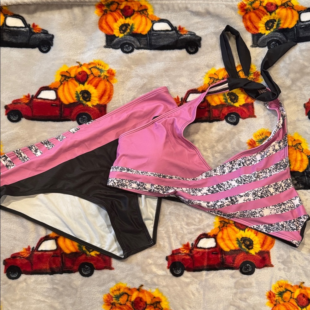 Denater Pink and Black Women's bikini